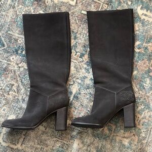 CHANEL Black Heeled Boots